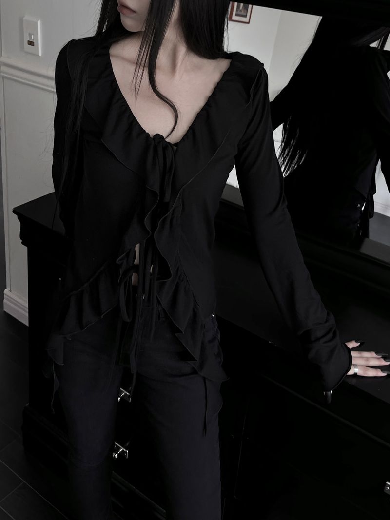 volli strap frill cardigan (2color)
