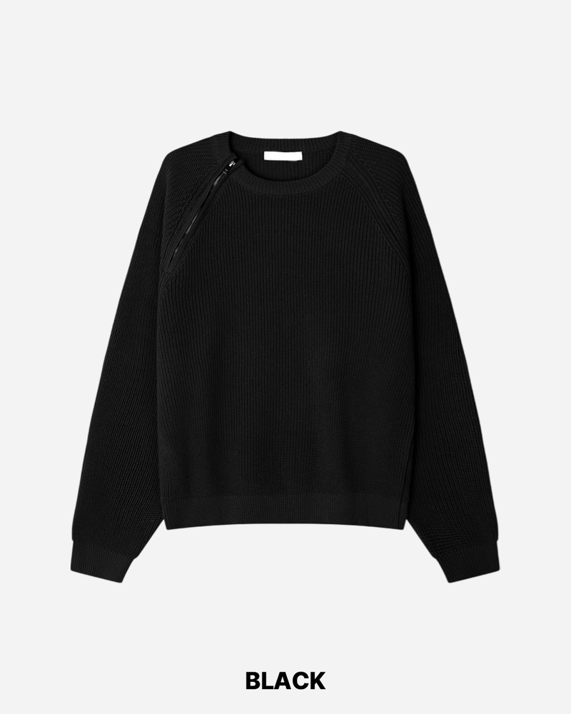 Sleek Zipper Round Knit