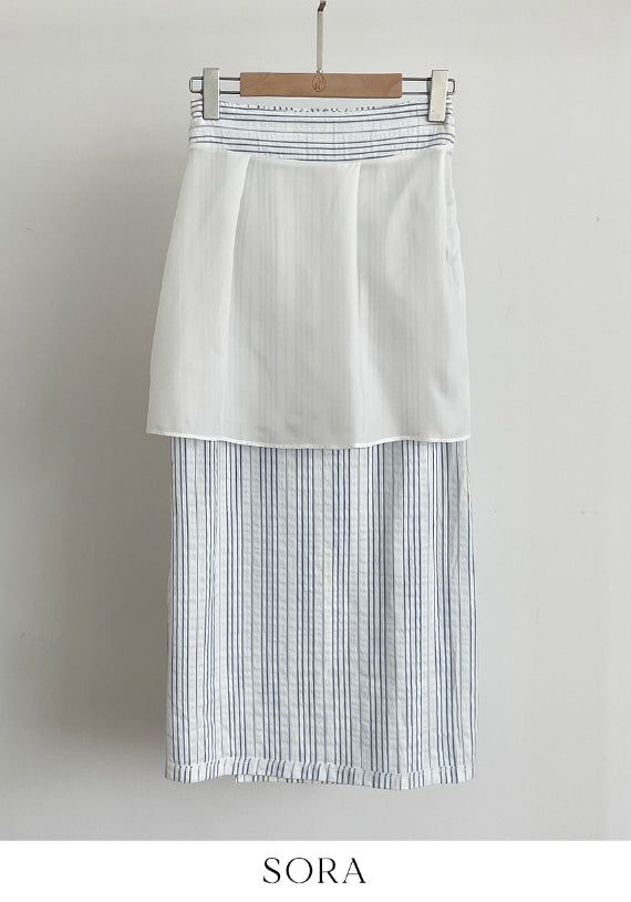 Neo Stripe Wrap Long Skirt
