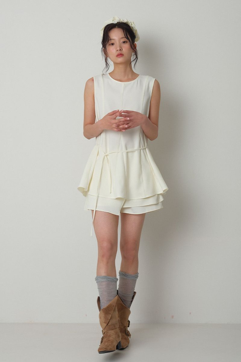 Scrunch Flare Sleeveless_Ivory