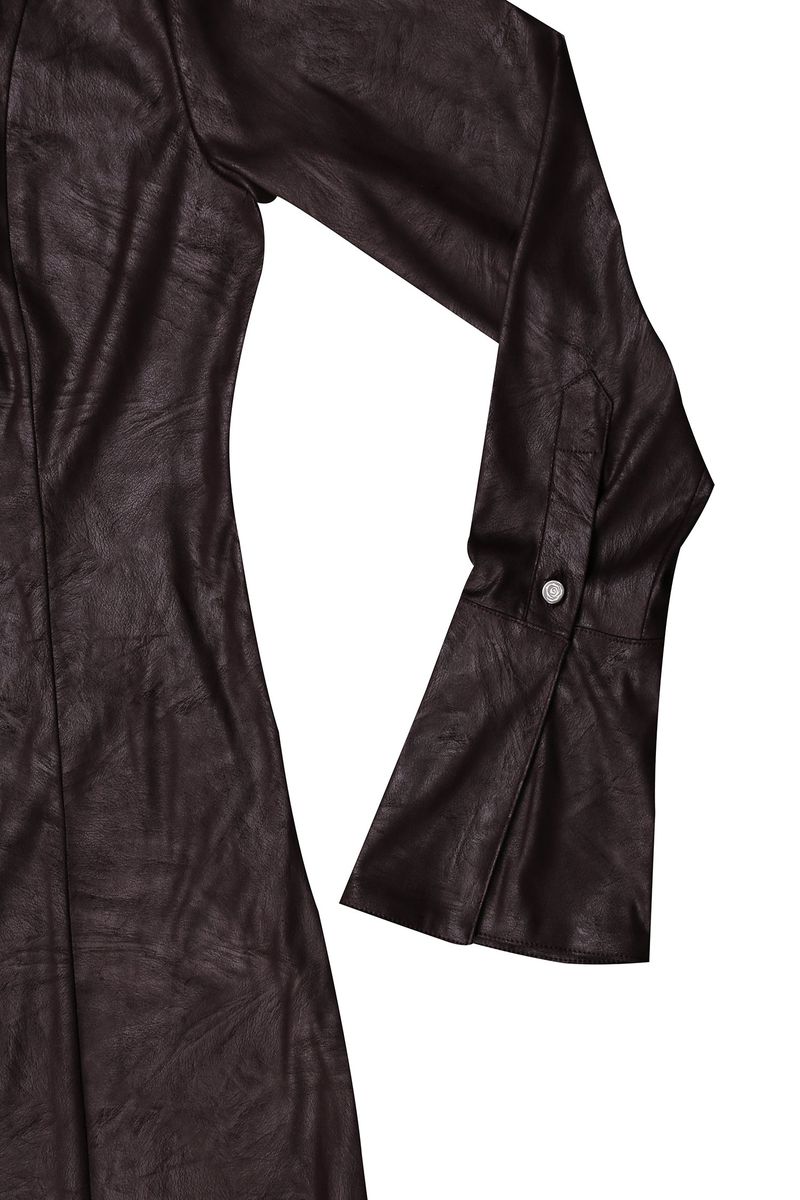 MAXI LEATHER SHIRT #WINE