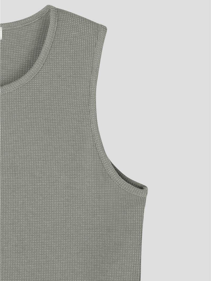 [1+1] Waffle Crop Sleeveless Tee
