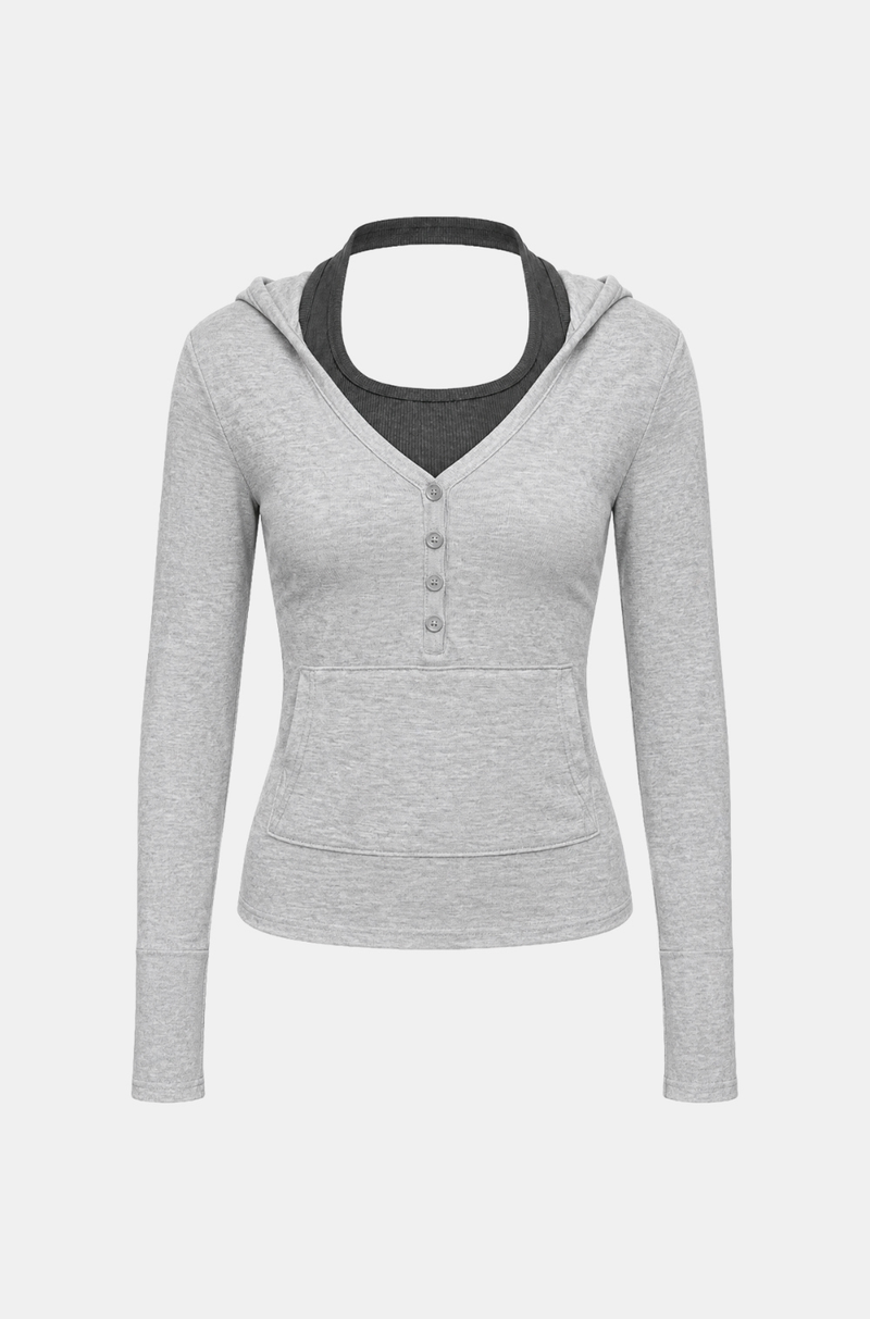 Mia Layered Halter Hood Tee