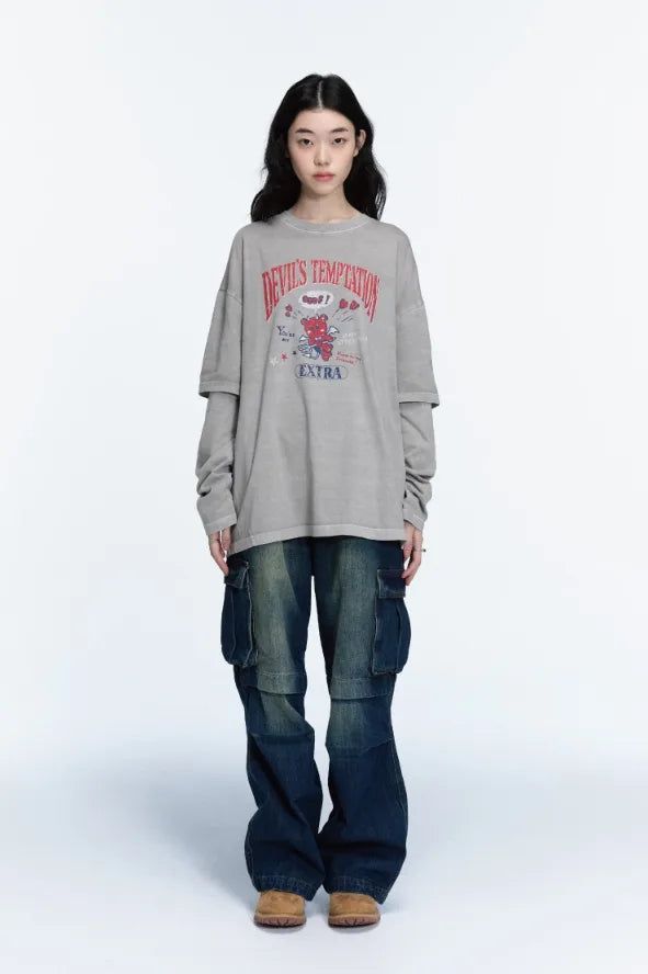 26FW★ Devil Bear Layered Pigment Long Sleeve