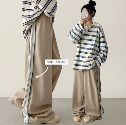 Enz Side Track Line Wide Pants