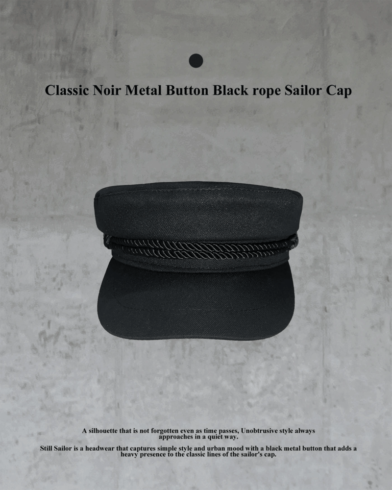GUSTA（グスタ）の「Classic Noir Metal Button Black Loop Sailor Cap (Black)（Hats）」