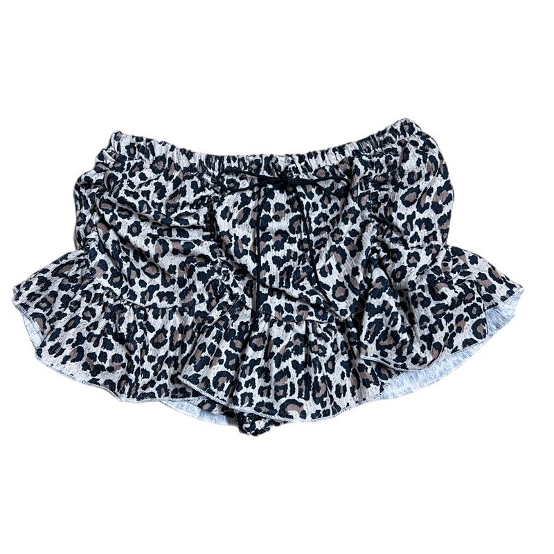 Feral Leopard Banding Mini Skirt Pants (Leopard)