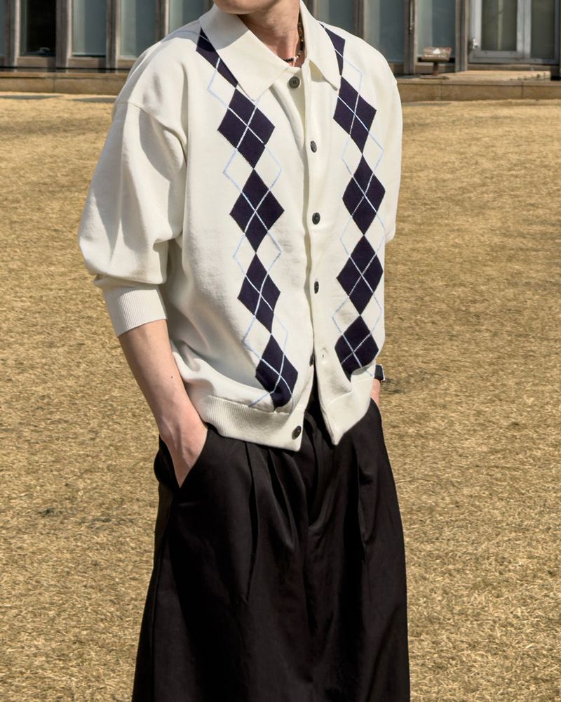 Thebel Argyle Knit Cardigan