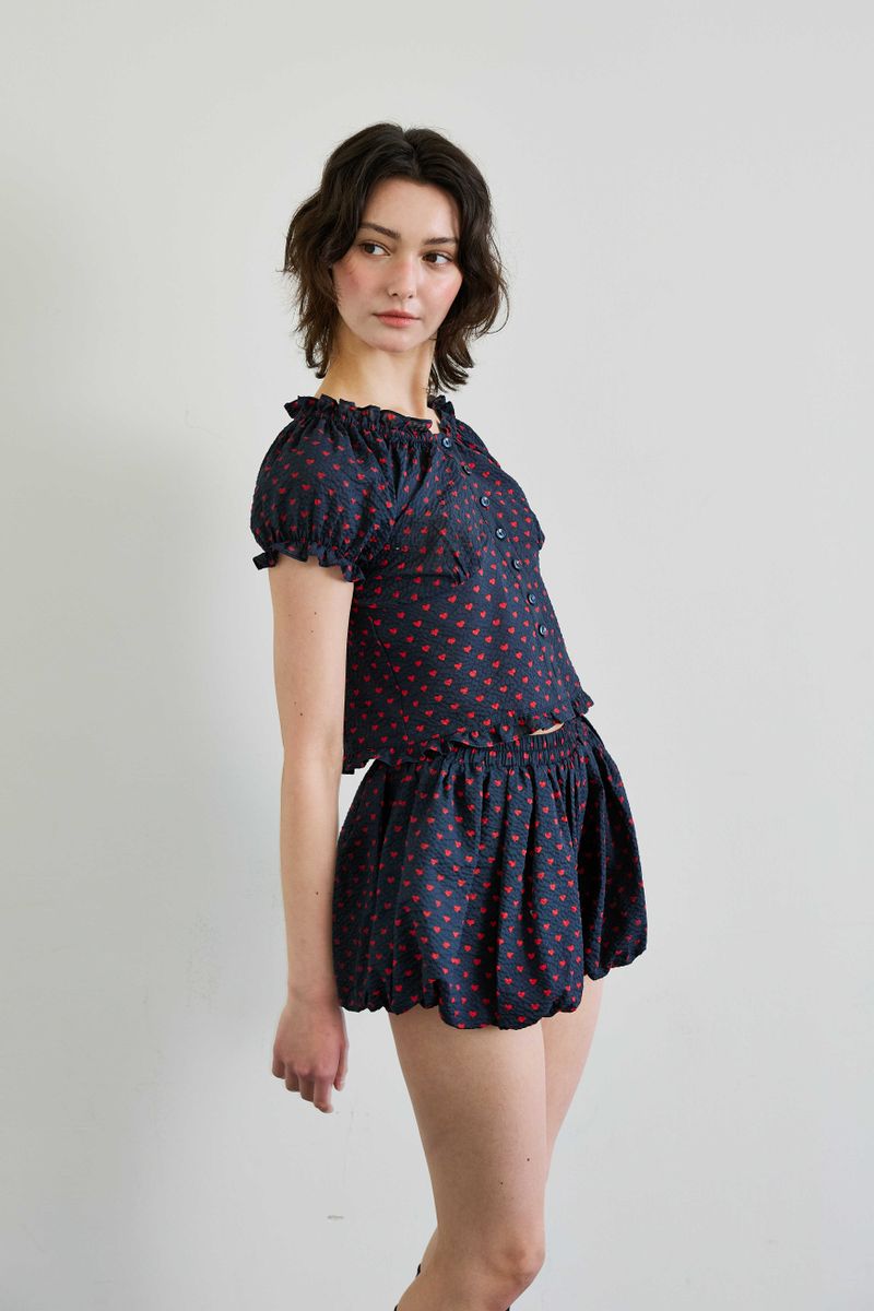 MINI HEART TWO WAY BLOUSE / NAVY