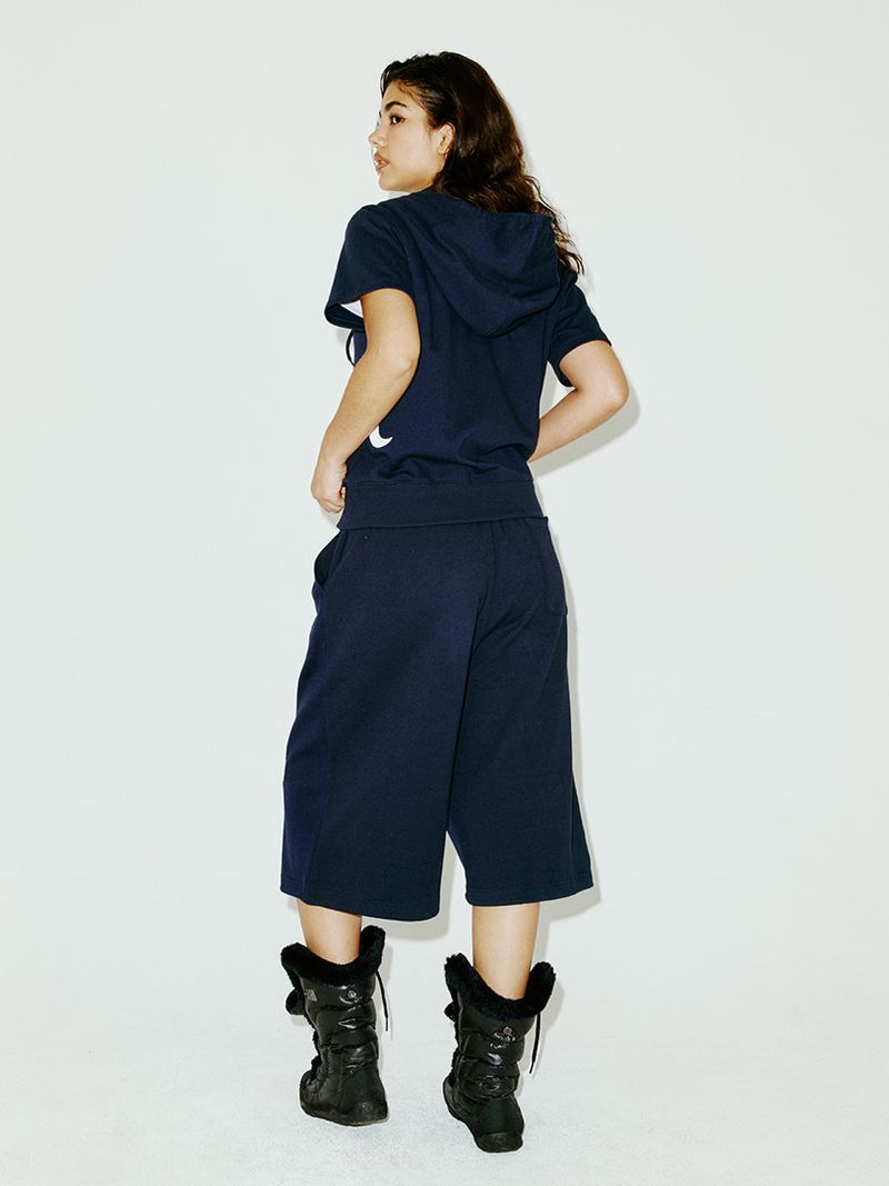NY APLIQUE SS HOOD ZIP UP NAVY