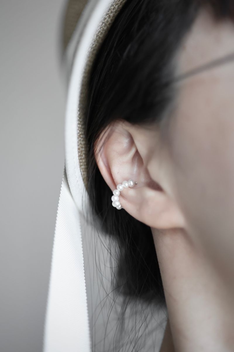 Donuts Pearl Silver 925 Single Clip handmade