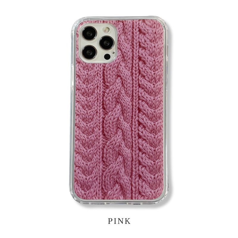 CABLE KNIT HARD JELL CASE_PINK