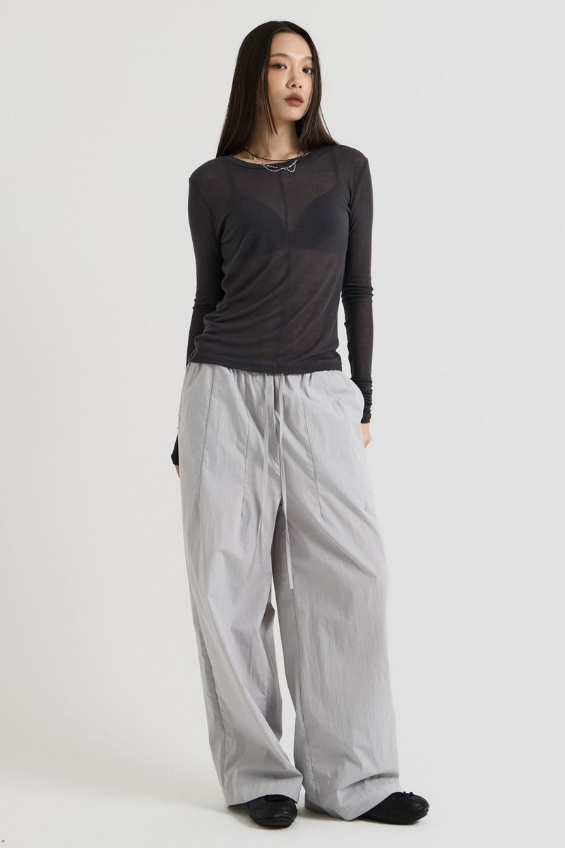 French Wool Tencel Long Sleeve, Charcoal