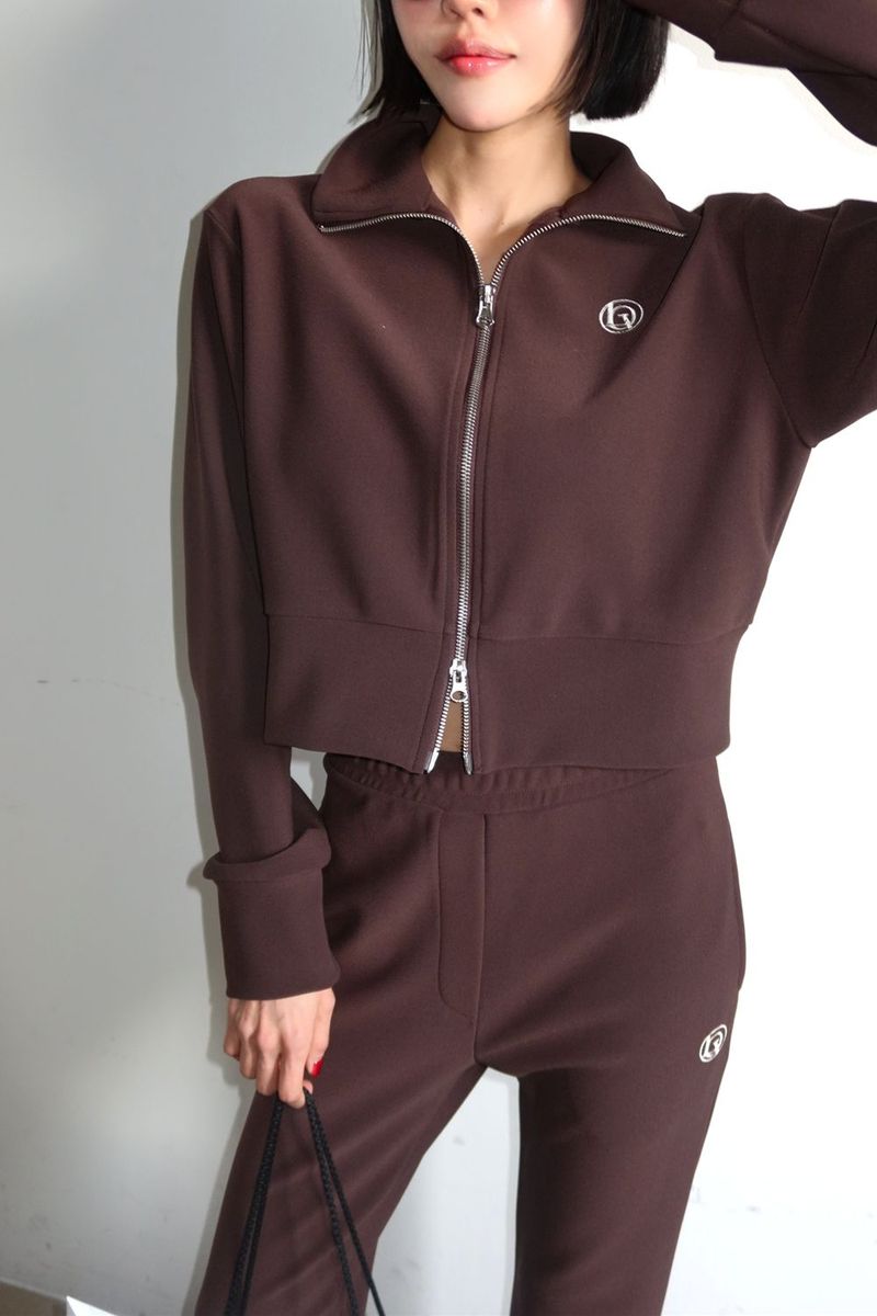 TWO-WAY FLEECE ZIP-UP_BROWN