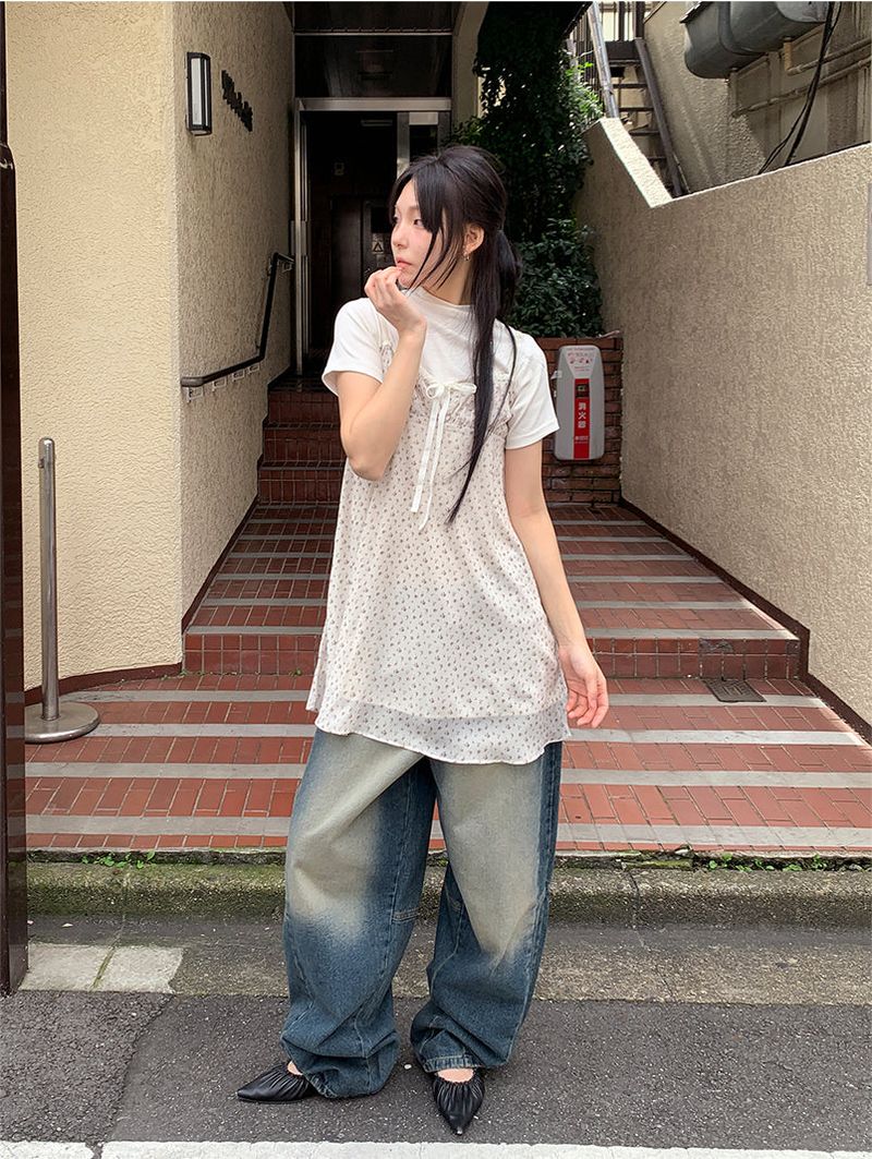 RIBBED HALF NECK TEE (4C)