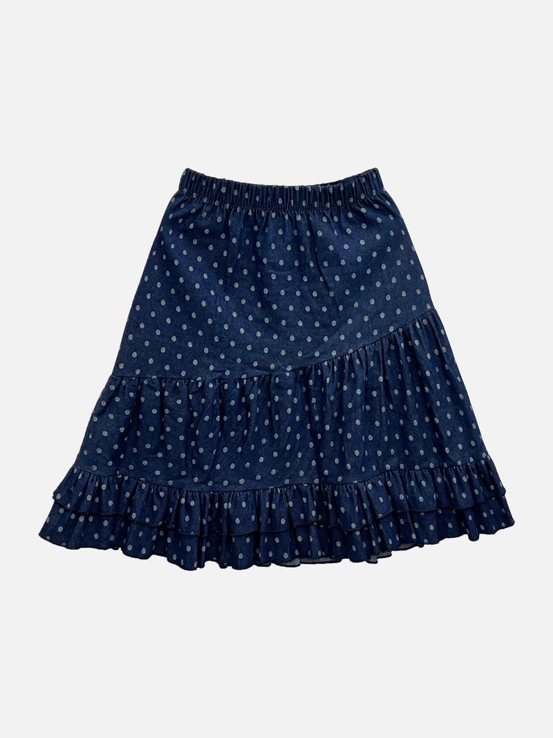 Lily Dot Unbalanced Denim Skirt (2c)