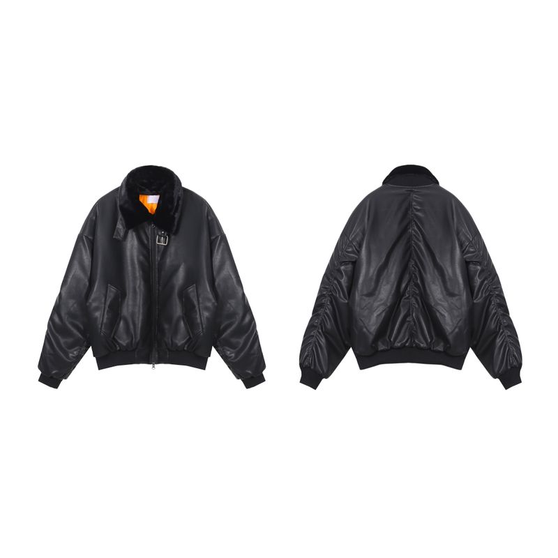 Black leather shirring padding
