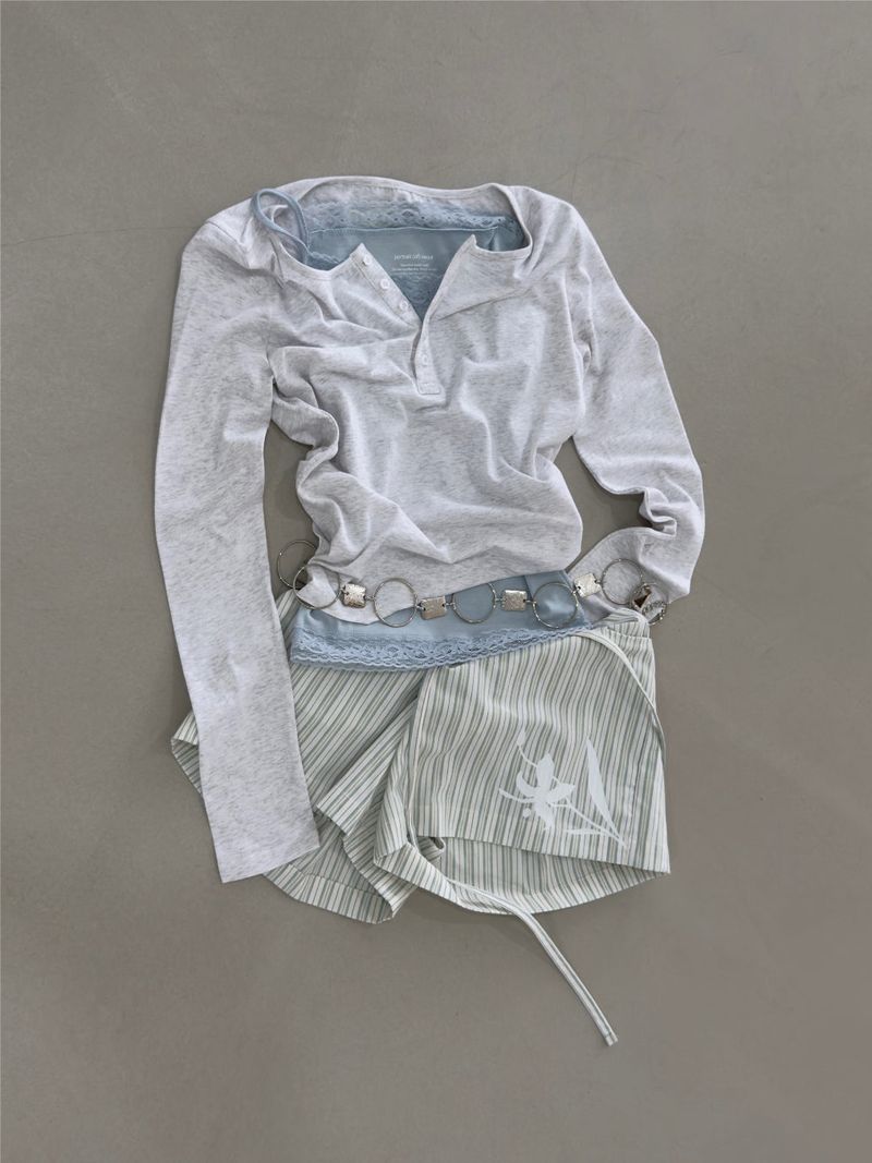 Lace Cami Top (Tumble, Bio-Washed) 3sizes - Powder blue