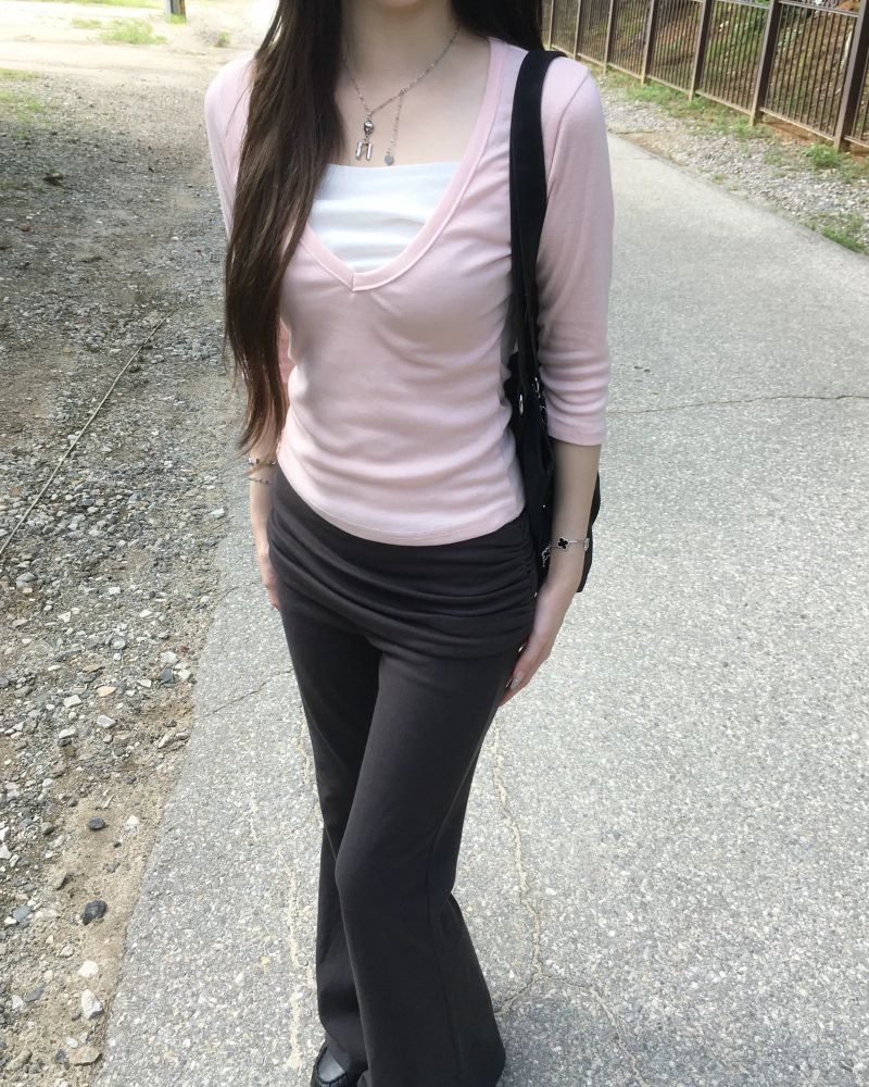 V neck layered T
