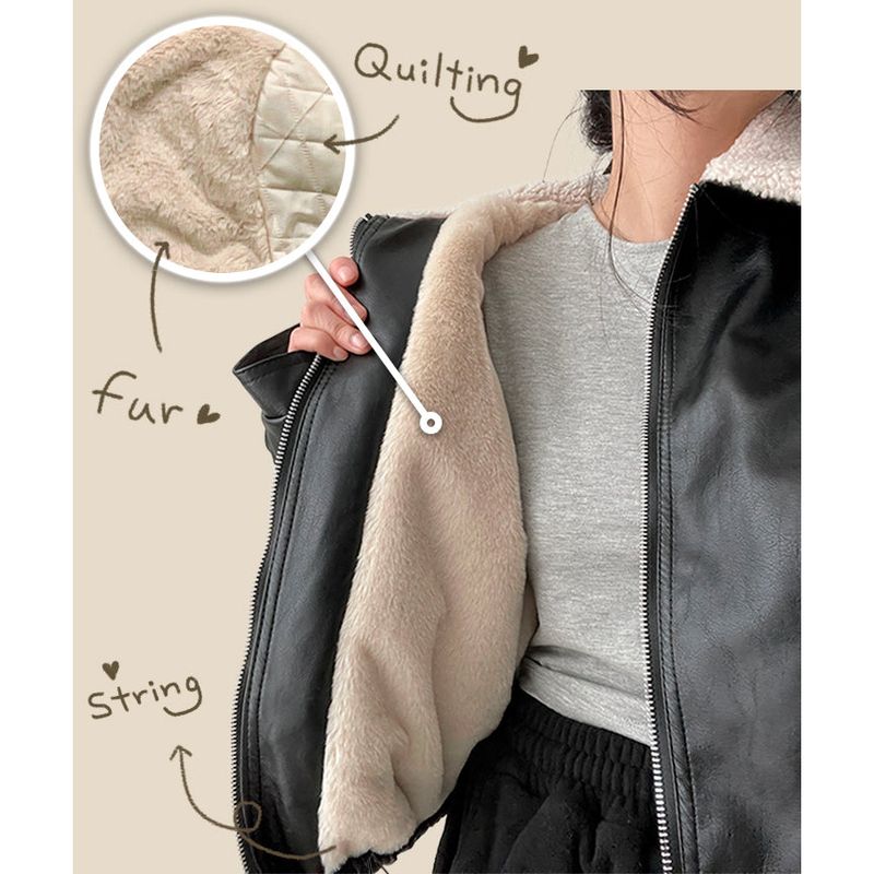 The hit incision collar wool leather jumper