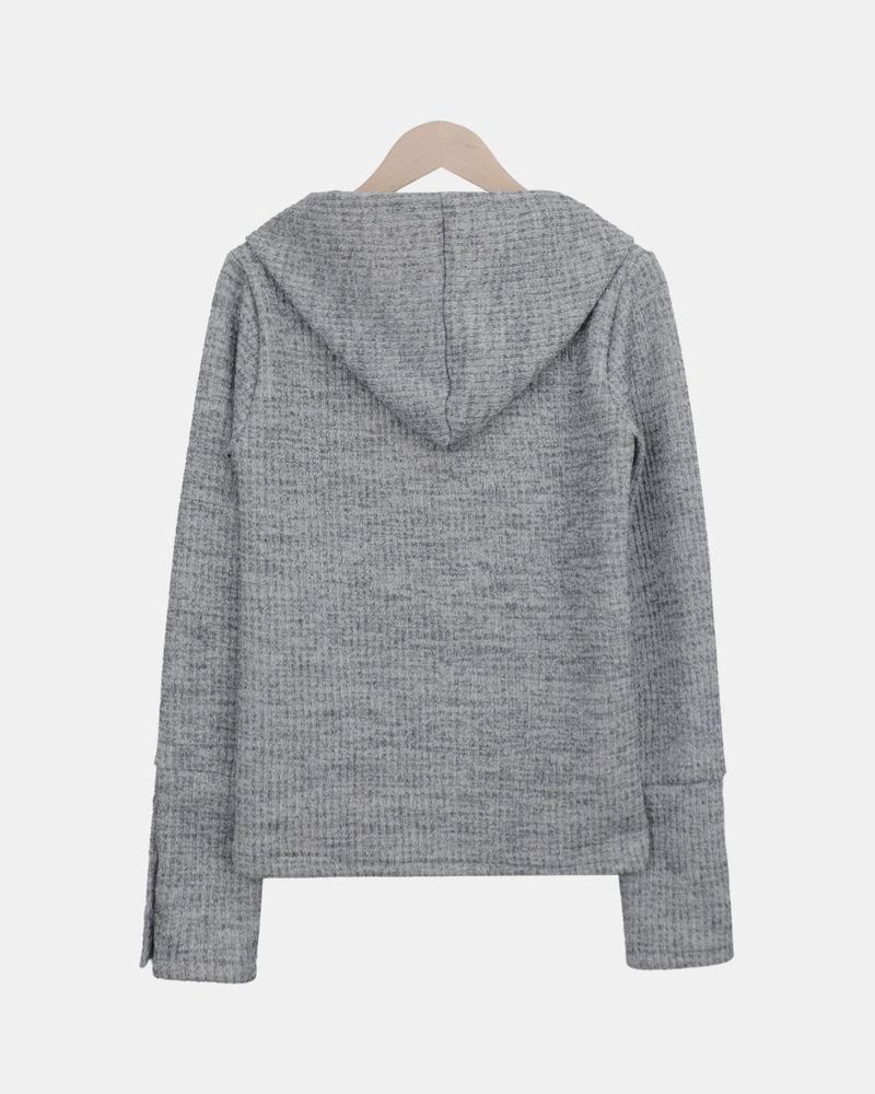 Piggle Cropped Button Hooded T-Shirt