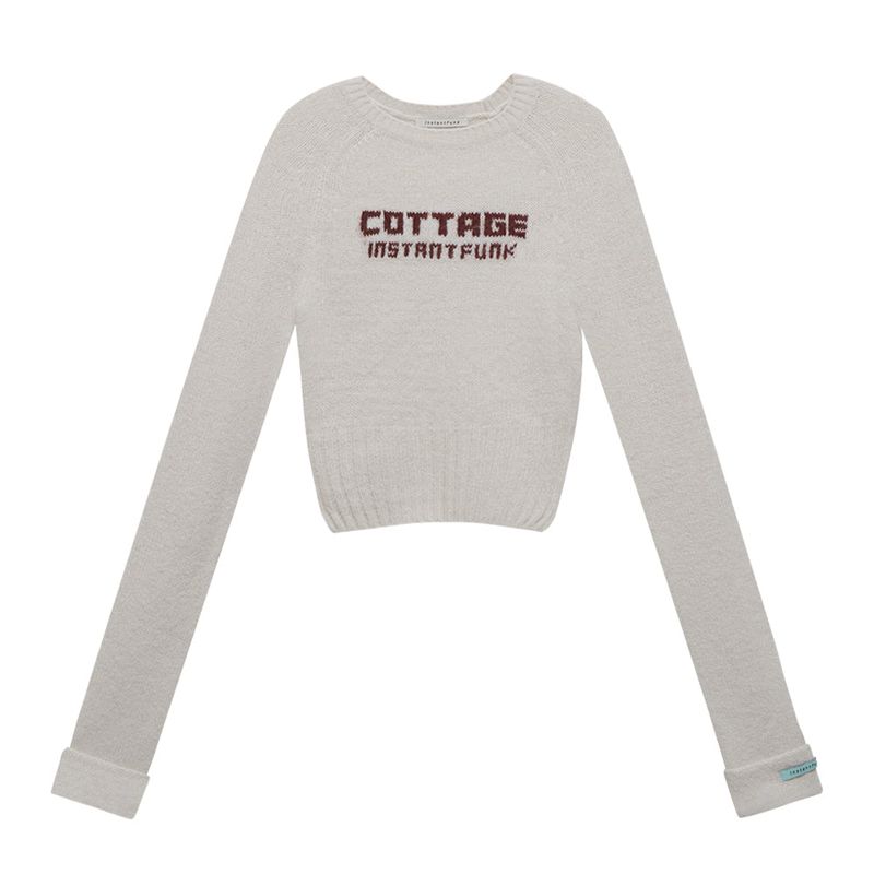 INSTANTFUNK（インスタントファンク）の「Cropped needlework wool-blend sweater（Tops）」