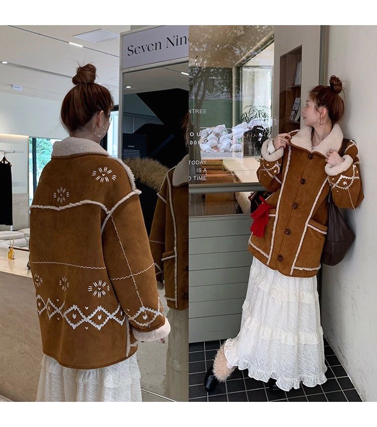 Camel suede oversized fit coat