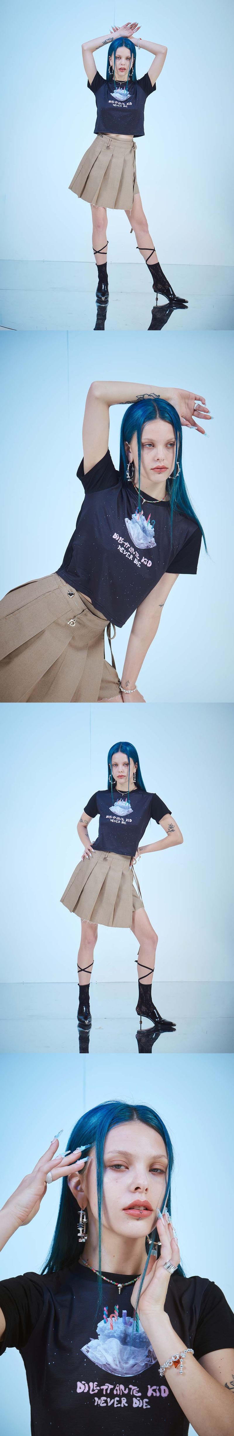 NEVER DIE CROP T-SHIRTS(BK)