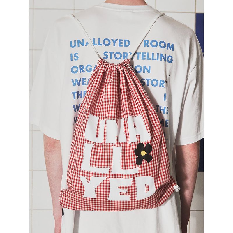 LOGO GINGHAM CHECK GYM SACK / RED