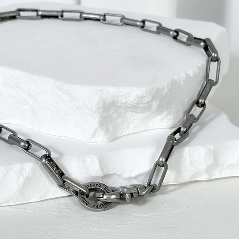SS-6mm BOX chain neckloace_dark silver