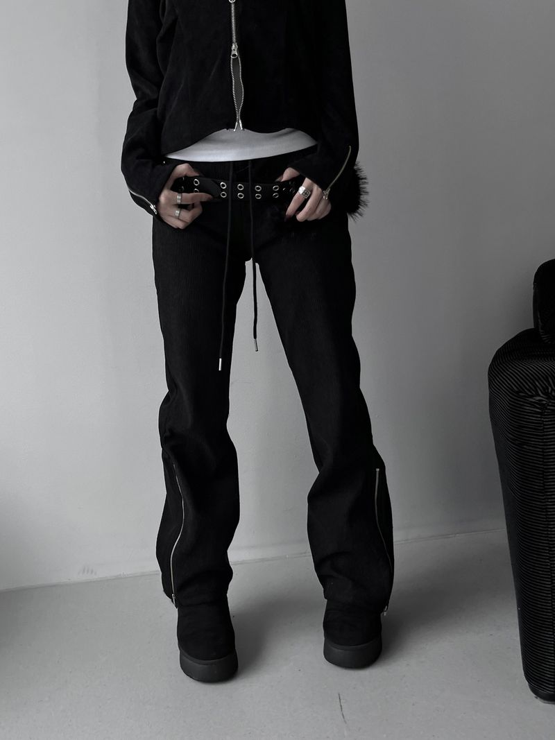 ribbed zip bootcut banding pants