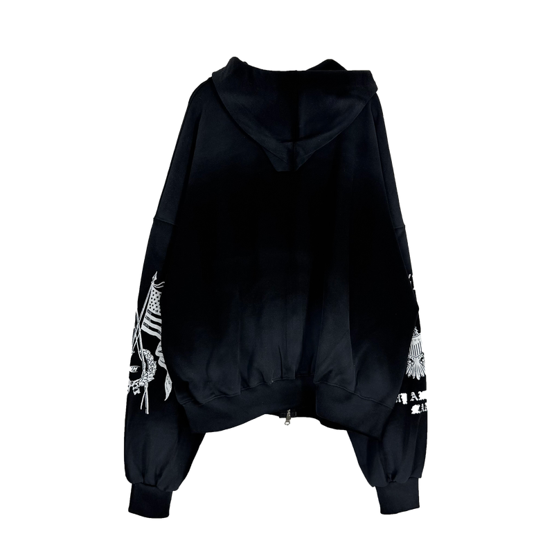 dirty eagle hooded zip-up