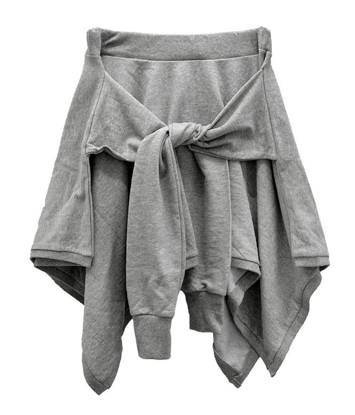 Knotted Unbalanced Sweat Midi Skirt