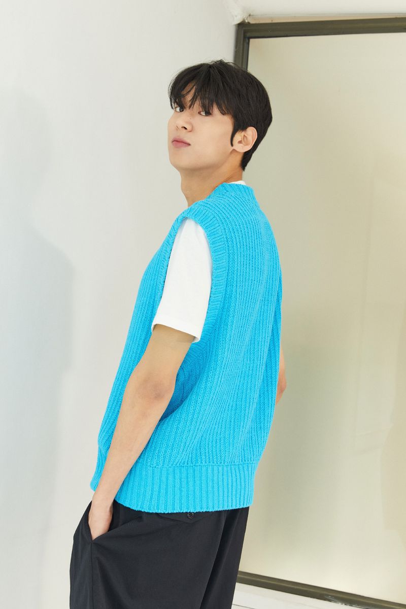ALARM MIX KNIT VEST BLUE_MAN