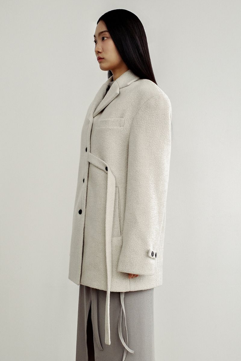 Fuzzy heavy wool coat, Light grey