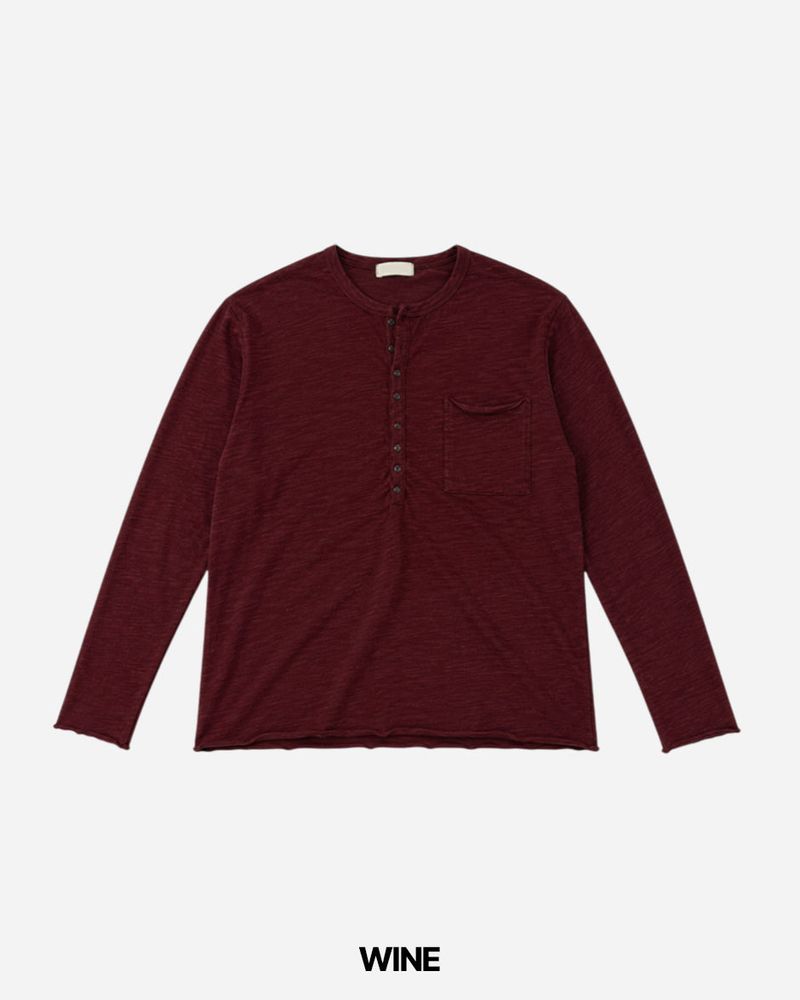 Pochi Slub Henely Neck Long Sleeve T