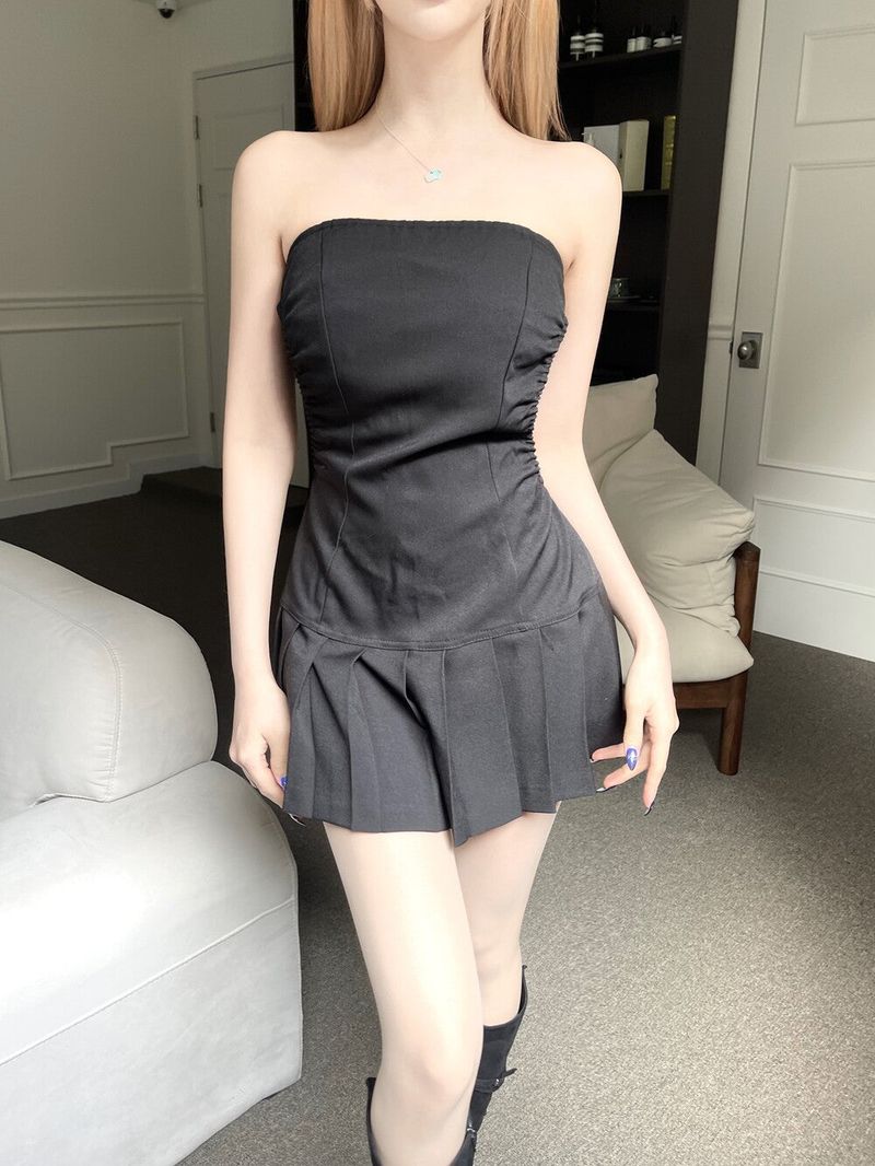  Backless top pleats mini ops (2color)