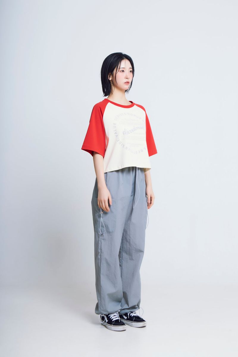 circle print raglan ½T-shirts_red/ivory