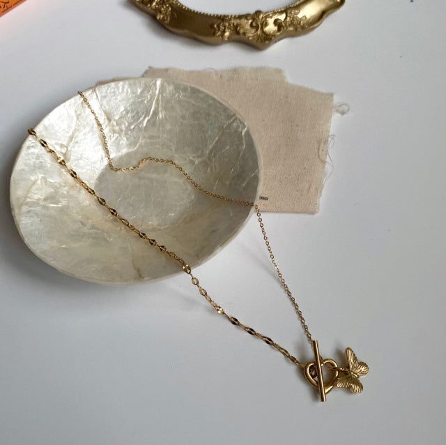 nna Heart Butterfly Toggle Bar Unique Necklace