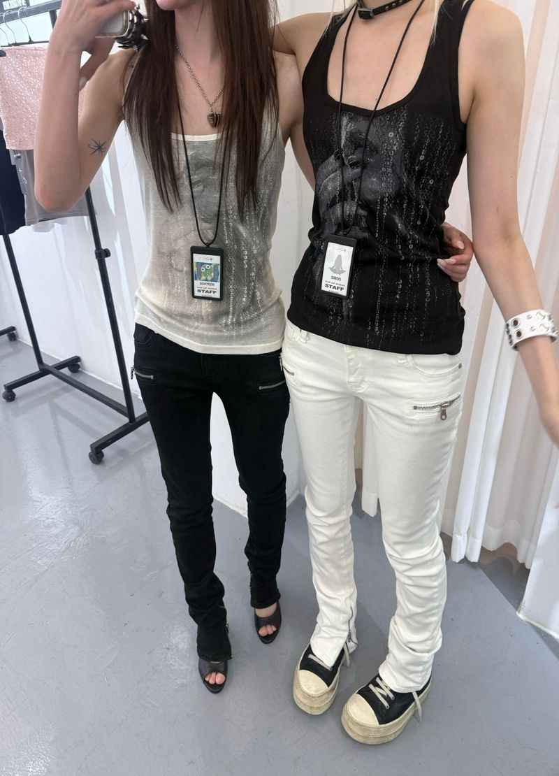 SEQUIN FACE SLEEVELESS(WHITE)