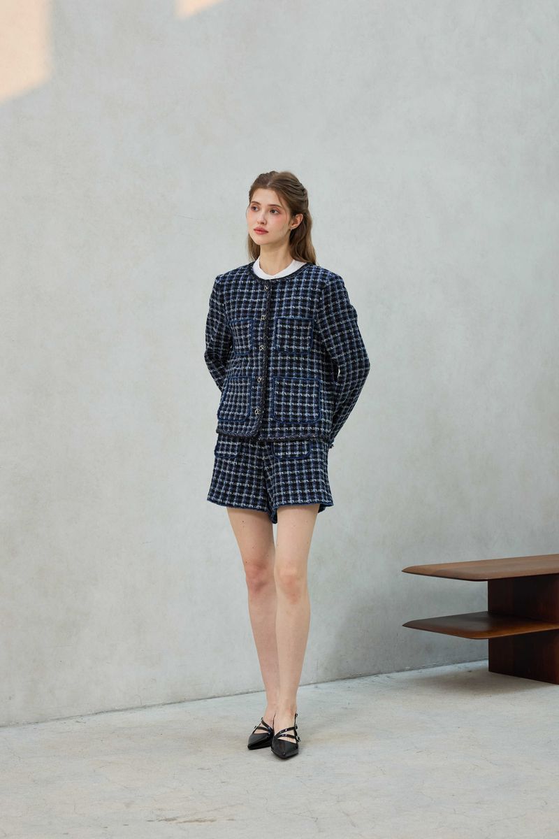 COMELY TWEED SHORTS PANTS / BLACK