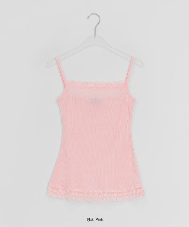 Yoka Lace Ribbed Layered String Sleeveless