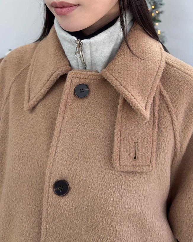 Aren Wool Raglan Belted Long Coat