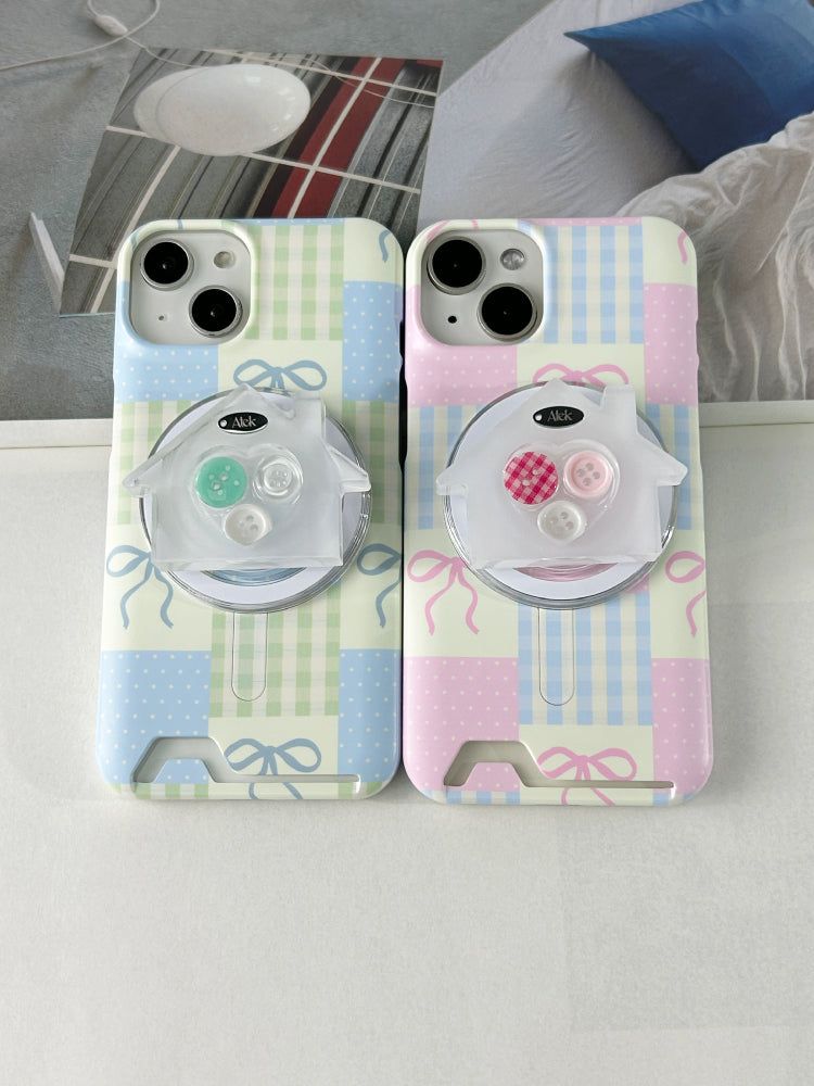 Ribbon Pattern Magsafe Card Hard Case(Pink)
