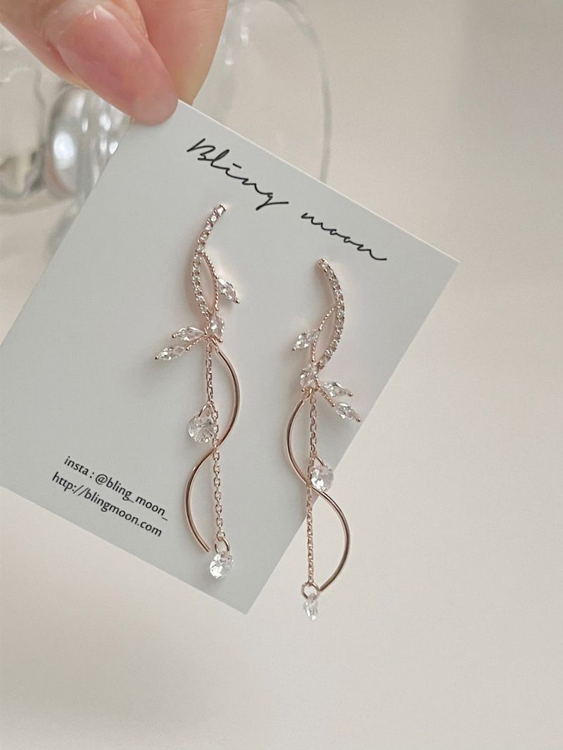 Leaf wave earrings / 2 colors / wedding drop guest look