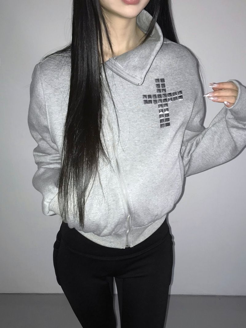 tuebe cross high neck zip-up(2 color)