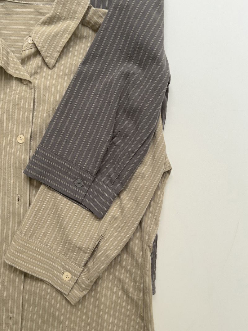 Striped elbow length slim fit shirt