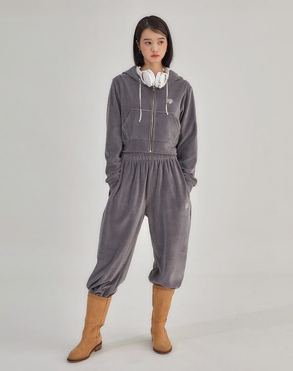 [SET] VELVET TRAINING HOOD ZIPUP PANTS SETUP