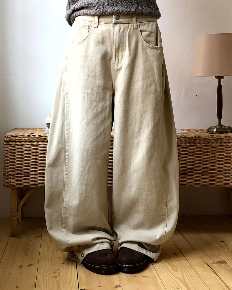 Putting Side Pintuck Wide Cotton Pants