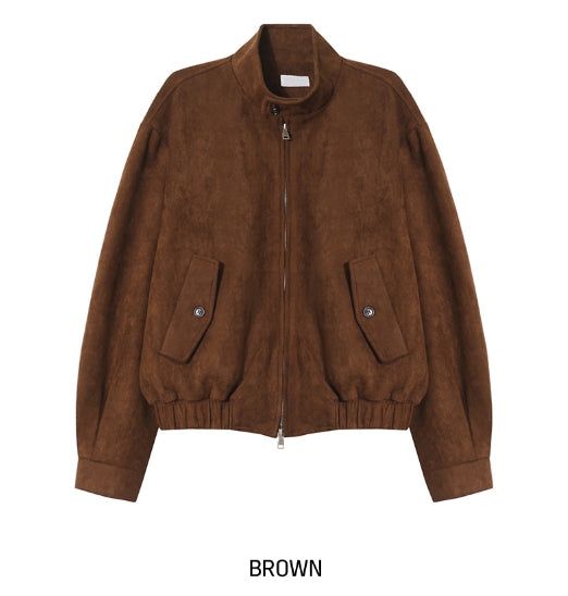 Rio High Neck Button Suede Jacket